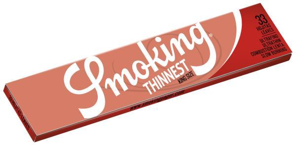 Smoking Thinnest King Size – ultradünne Longpapers 108×44 mm, ca. 12 g/m², 33 Blättchen